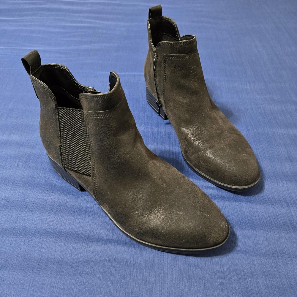 MIA Booties Womens Size 9 Black Faux Suede Chelsea Ankle Zip Block Heel Casual